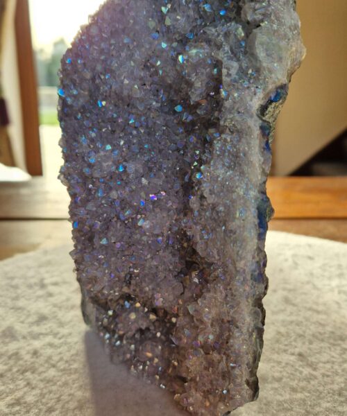 Premium High Grade Amethyst Angel Aura Druzy 255 Mini Geode Cluster Piece Cut Base 1.277g H19xW12.5xD5cm - Image 3