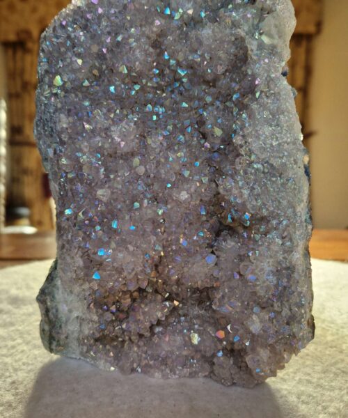 Premium High Grade Amethyst Angel Aura Druzy 255 Mini Geode Cluster Piece Cut Base 1.277g H19xW12.5xD5cm - Image 4