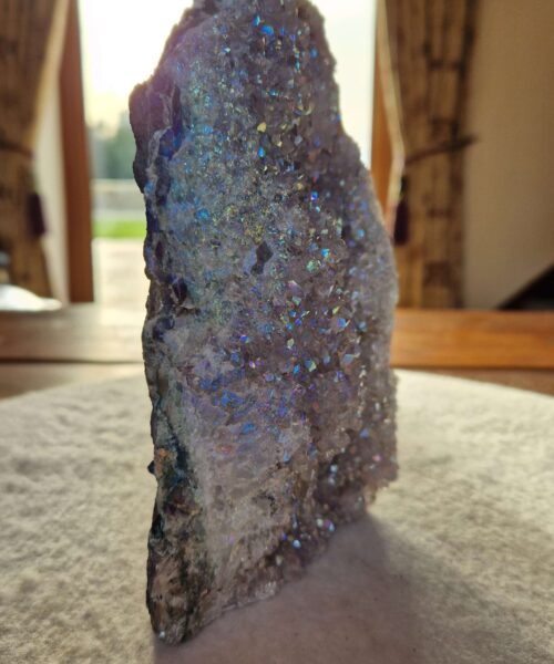 Premium High Grade Amethyst Angel Aura Druzy 255 Mini Geode Cluster Piece Cut Base 1.277g H19xW12.5xD5cm - Image 5