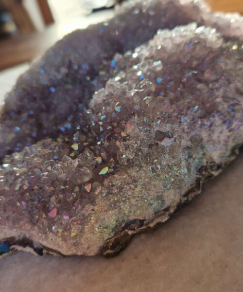 Premium High Grade Amethyst Angel Aura Druzy 255 Mini Geode Cluster Piece Cut Base 1.277g H19xW12.5xD5cm - Image 7