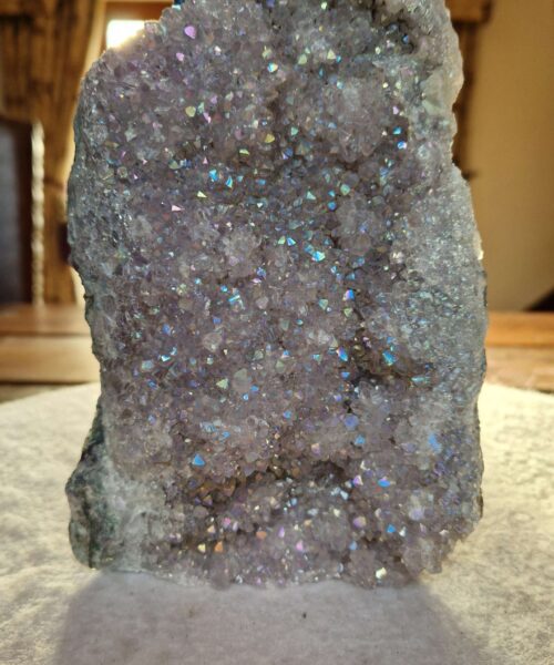 Premium High Grade Amethyst Angel Aura Druzy 255 Mini Geode Cluster Piece Cut Base 1.277g H19xW12.5xD5cm - Image 9