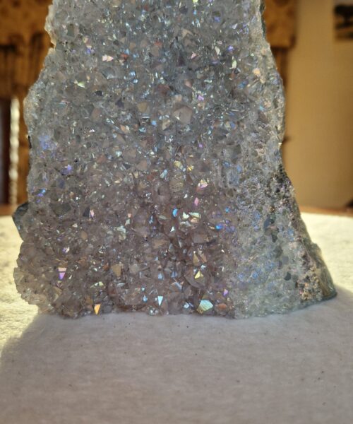 Premium High Grade Amethyst Angel Aura Druzy 258 Mini Geode Cluster Piece Cut Base 1.509g H15xW14xD7.5cm