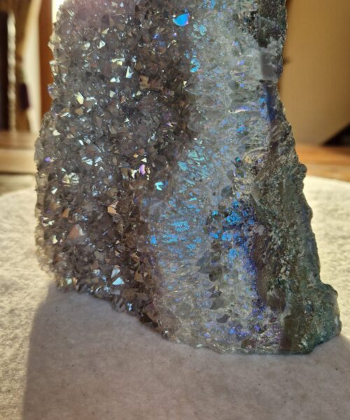Premium High Grade Amethyst Angel Aura Druzy 258 Mini Geode Cluster Piece Cut Base 1.509g H15xW14xD7.5cm - Image 3