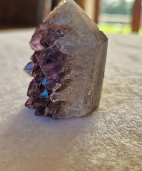 Alternative view of Premium Amethyst Quartz Purple Druzy Side Point 13 Crystal Tower 82g H4.5xW3xD3.5cm
