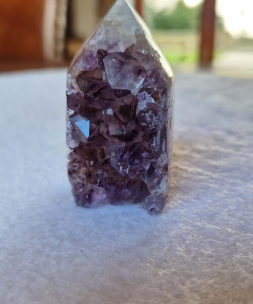 Premium Amethyst Quartz Purple Druzy Side Point 14 Crystal Tower 122g H5xW4.5xD4.5cm