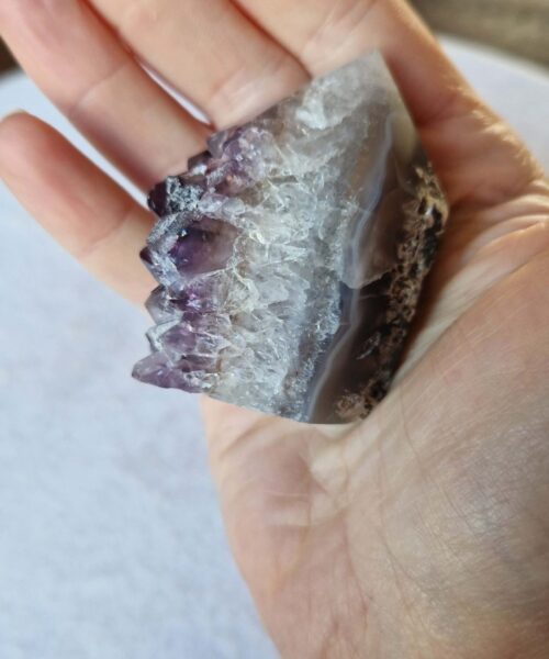 Premium Amethyst Quartz Purple Druzy Side Point 14 Crystal Tower 122g H5xW4.5xD4.5cm - Image 6