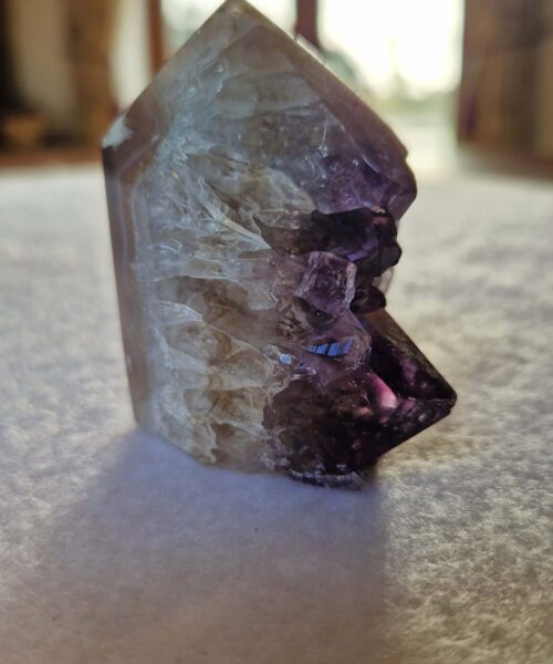 Alternative view of Premium Amethyst Quartz Purple Druzy Side Point 17 Crystal Tower 132g H5.5xW3xD5cm