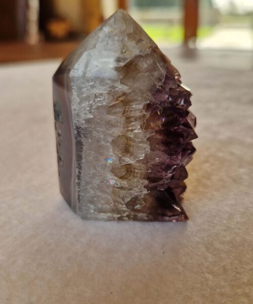 Alternative view of Premium Amethyst Quartz Purple Druzy Side Point 18 Crystal Tower 113g H5xW4xD3cm