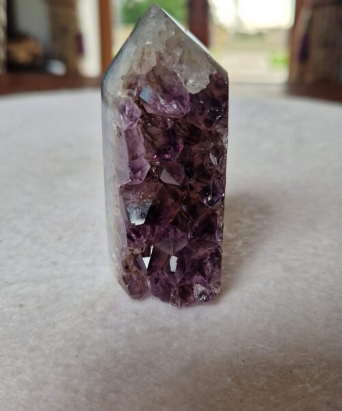 Alternative view of Premium Amethyst Quartz Purple Druzy Side Point 20 Crystal Tower 146g H6.5xW4xD3cm
