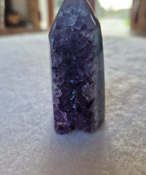 Premium Amethyst Quartz Purple Druzy Side Point 21 Crystal Tower 163g H7xW4.5xD3cm