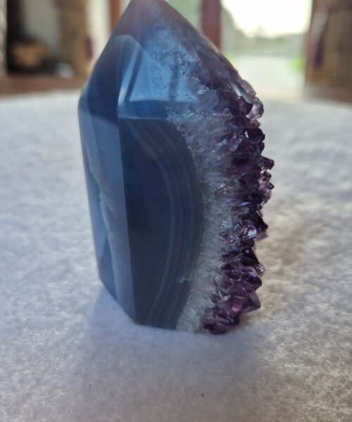 Alternative view of Premium Amethyst Quartz Purple Druzy Side Point 21 Crystal Tower 163g H7xW4.5xD3cm