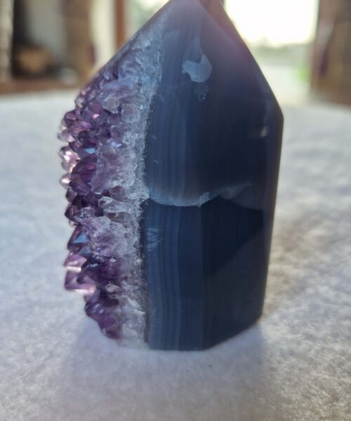 Premium Amethyst Quartz Purple Druzy Side Point 21 Crystal Tower 163g H7xW4.5xD3cm - Image 3