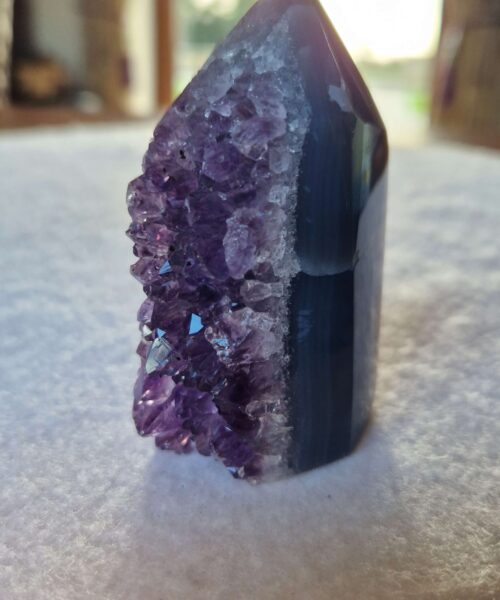 Premium Amethyst Quartz Purple Druzy Side Point 21 Crystal Tower 163g H7xW4.5xD3cm - Image 4