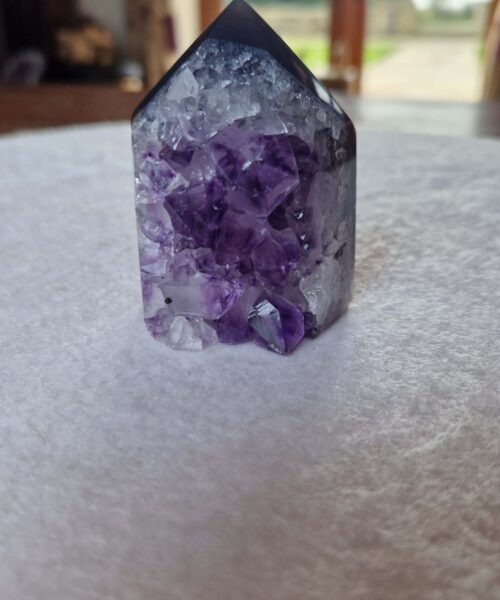 Premium Amethyst Quartz Purple Druzy Side Point 25 Crystal Tower 212g H6xW4.5xD5cm