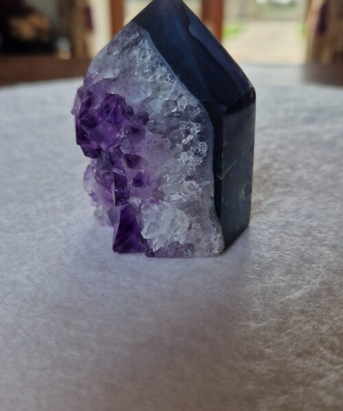 Alternative view of Premium Amethyst Quartz Purple Druzy Side Point 25 Crystal Tower 212g H6xW4.5xD5cm