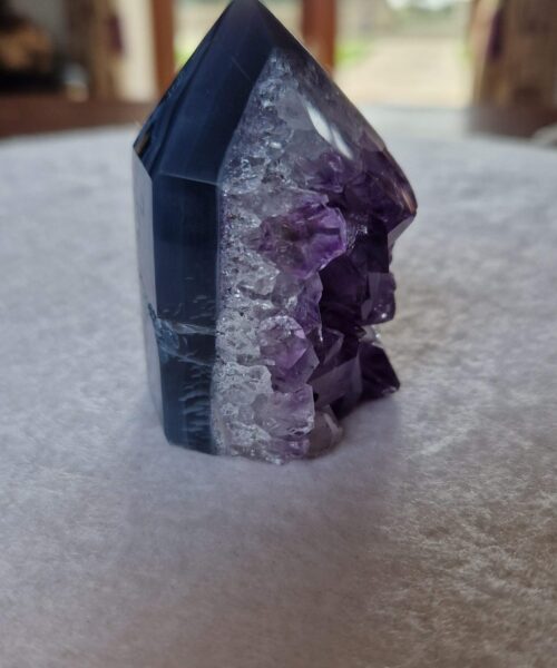 Premium Amethyst Quartz Purple Druzy Side Point 25 Crystal Tower 212g H6xW4.5xD5cm - Image 3