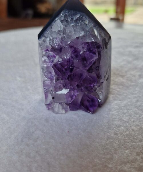 Premium Amethyst Quartz Purple Druzy Side Point 25 Crystal Tower 212g H6xW4.5xD5cm - Image 8