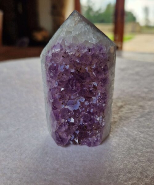 Premium Amethyst Quartz Purple Druzy Side Point 26 Crystal Tower 181g H7.5xW4.5xD3cm