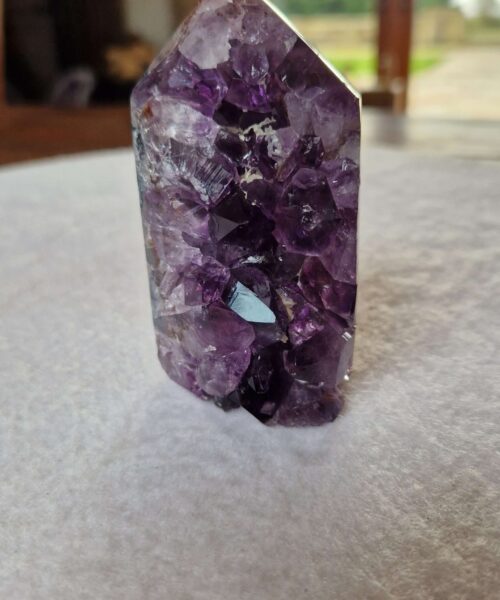Premium Amethyst Quartz Purple Druzy Side Point 28 Crystal Tower 235g H8xW5xD4cm