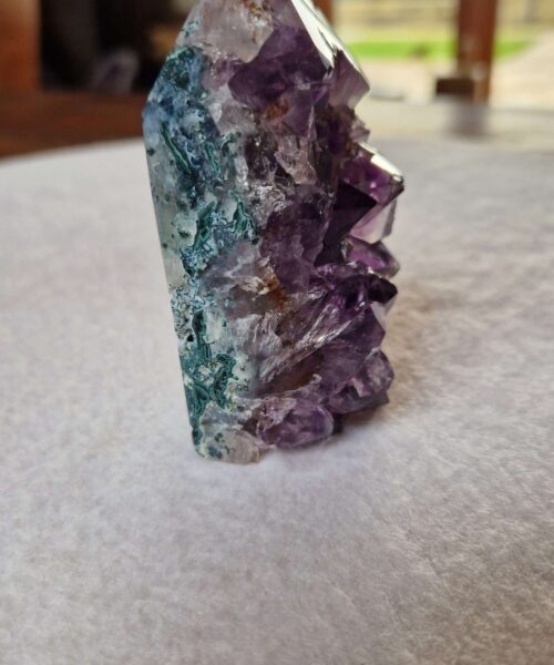 Alternative view of Premium Amethyst Quartz Purple Druzy Side Point 28 Crystal Tower 235g H8xW5xD4cm