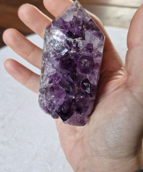 Premium Amethyst Quartz Purple Druzy Side Point 28 Crystal Tower 235g H8xW5xD4cm - Image 5
