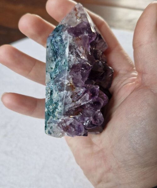 Premium Amethyst Quartz Purple Druzy Side Point 28 Crystal Tower 235g H8xW5xD4cm - Image 6