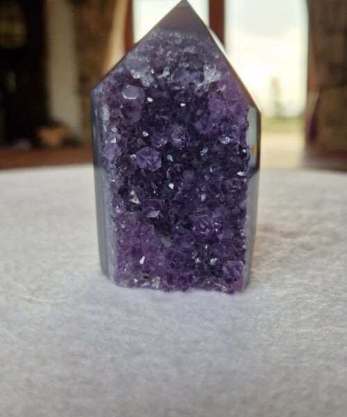 Premium Amethyst Quartz Purple Druzy Side Point 29 Crystal Tower 229g H7.5xW5xD4cm