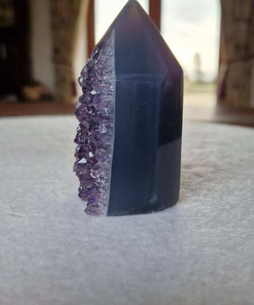 Alternative view of Premium Amethyst Quartz Purple Druzy Side Point 29 Crystal Tower 229g H7.5xW5xD4cm