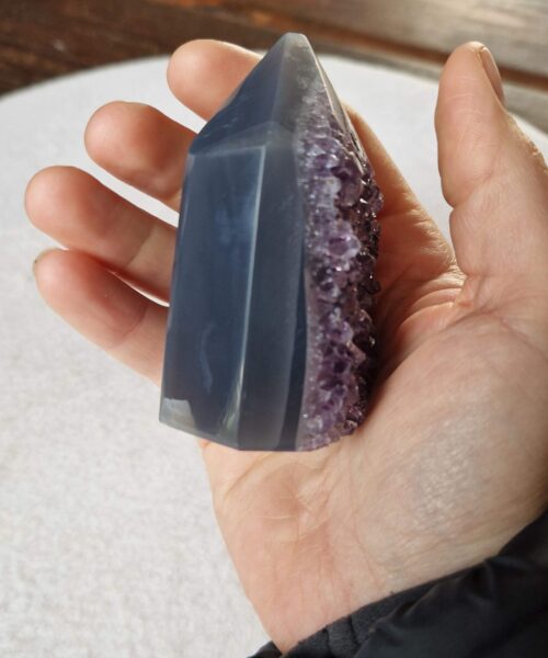 Premium Amethyst Quartz Purple Druzy Side Point 29 Crystal Tower 229g H7.5xW5xD4cm - Image 7