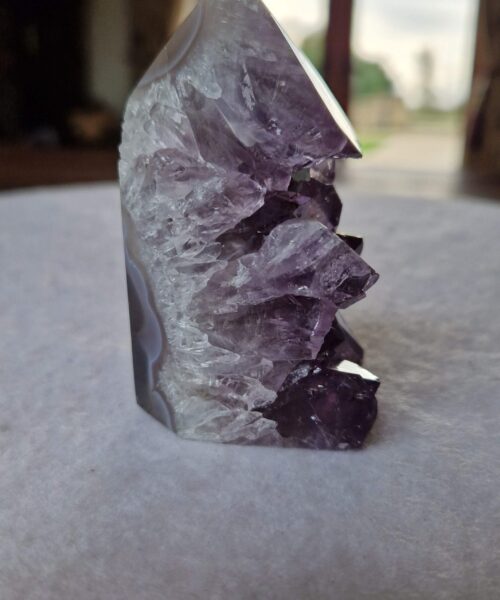 Premium Amethyst Quartz Purple Druzy Side Point 30 Crystal Tower 208g H8xW4xD4.5cm - Image 3