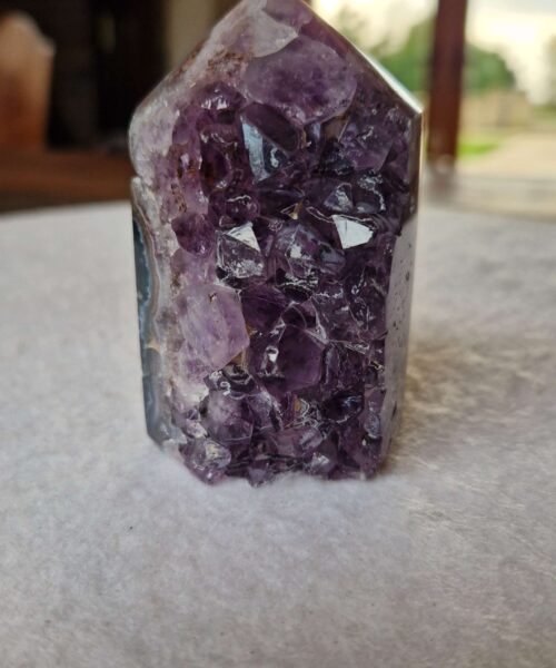 Premium Amethyst Quartz Purple Druzy Side Point 31 Crystal Tower 285g H8xW5.5xD4.5cm