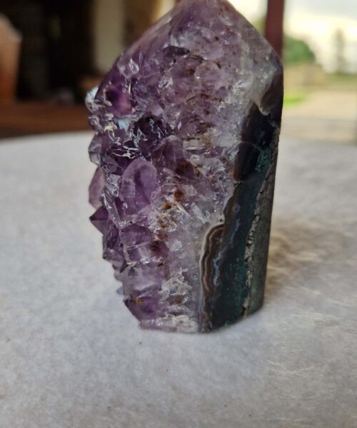 Premium Amethyst Quartz Purple Druzy Side Point 31 Crystal Tower 285g H8xW5.5xD4.5cm - Image 3