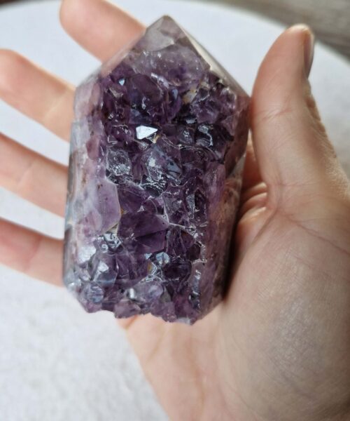 Premium Amethyst Quartz Purple Druzy Side Point 31 Crystal Tower 285g H8xW5.5xD4.5cm - Image 5