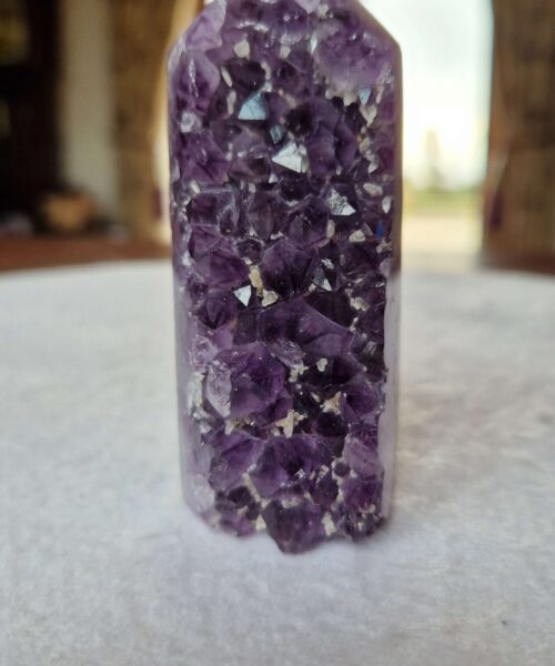 Premium Amethyst Quartz Purple Druzy Side Point 32 Crystal Tower 201g H8.5xW3.5xD3cm