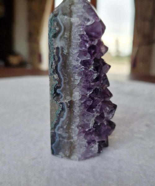 Premium Amethyst Quartz Purple Druzy Side Point 32 Crystal Tower 201g H8.5xW3.5xD3cm - Image 3