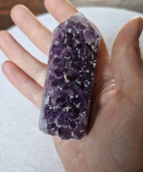 Premium Amethyst Quartz Purple Druzy Side Point 32 Crystal Tower 201g H8.5xW3.5xD3cm - Image 7