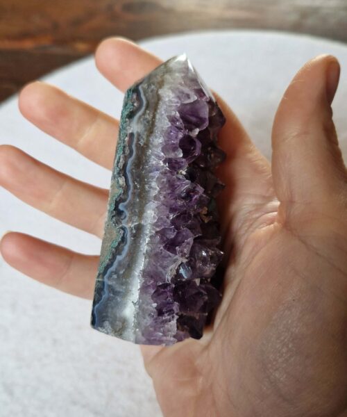 Premium Amethyst Quartz Purple Druzy Side Point 32 Crystal Tower 201g H8.5xW3.5xD3cm - Image 9