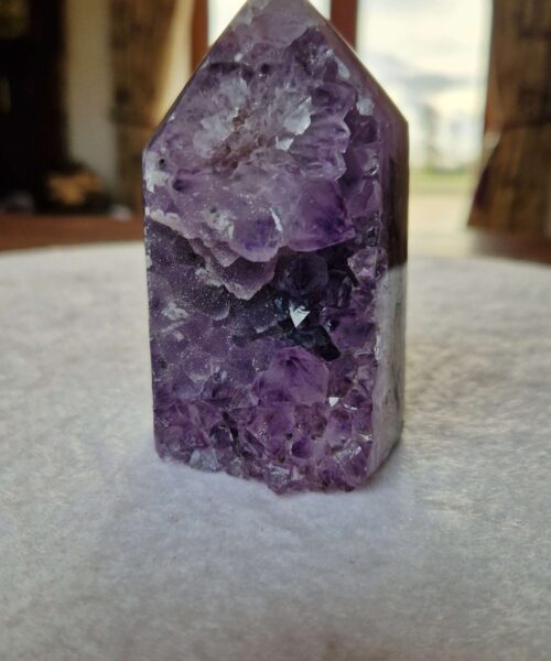 Premium Amethyst Quartz Purple Druzy Side Point 36 Crystal Tower 428g H9xW5.5xD6cm