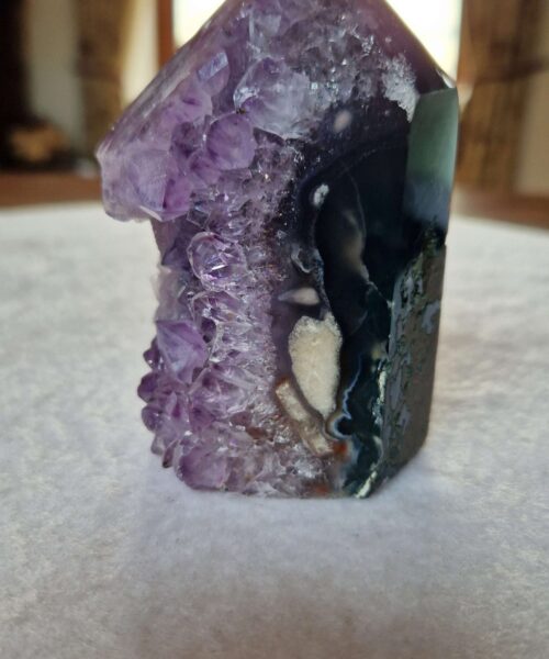 Alternative view of Premium Amethyst Quartz Purple Druzy Side Point 36 Crystal Tower 428g H9xW5.5xD6cm