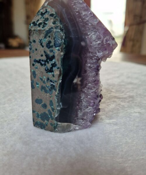 Premium Amethyst Quartz Purple Druzy Side Point 36 Crystal Tower 428g H9xW5.5xD6cm - Image 3