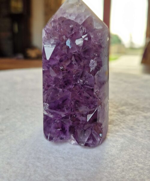 Premium Amethyst Quartz Purple Druzy Side Point 37 Crystal Tower 313g H9xW4.5xD5cm