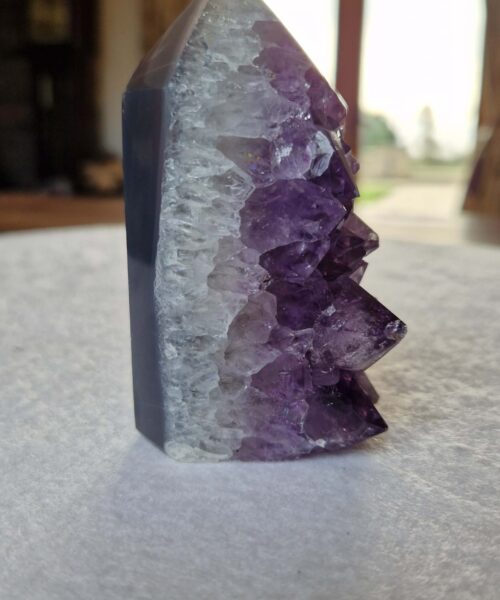 Alternative view of Premium Amethyst Quartz Purple Druzy Side Point 37 Crystal Tower 313g H9xW4.5xD5cm