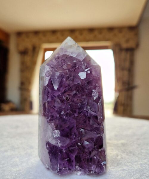 Premium Amethyst Quartz Purple Druzy Side Point 37 Crystal Tower 313g H9xW4.5xD5cm - Image 9