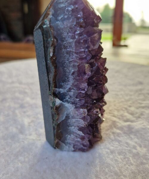 Alternative view of Premium Amethyst Quartz Purple Druzy Side Point 38 Crystal Tower 348g H10.5xW4.5xD3cm
