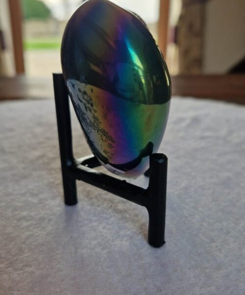 Alternative view of Rainbow Quartz Heart with Stand 44 Aura, Titanium, Cluster, Crystal, Gemstone 357g – H8xW9xD5cm
