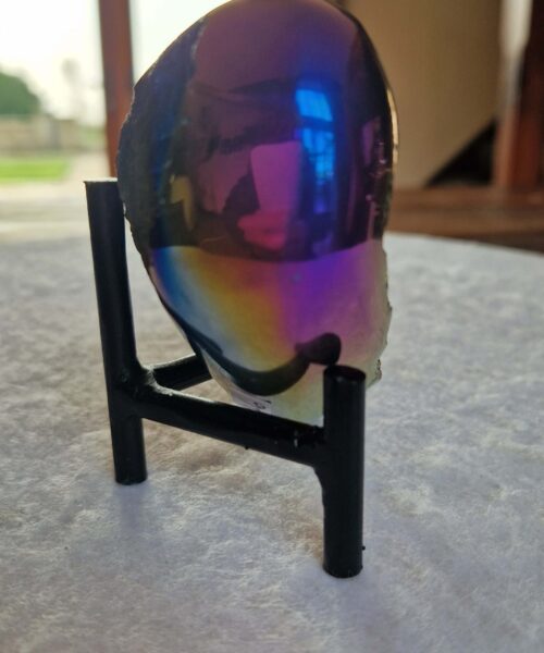 Alternative view of Rainbow Quartz Heart with Stand 46 Aura, Titanium, Cluster, Crystal, Gemstone 409g – H8xW9xD5cm