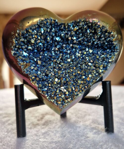 Rainbow Quartz Heart with Stand 46 Aura, Titanium, Cluster, Crystal, Gemstone 409g – H8xW9xD5cm - Image 8