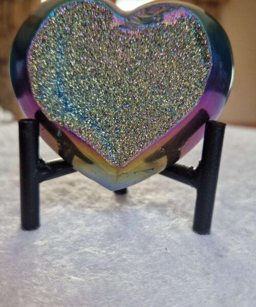 Rainbow Quartz Heart with Stand 47 Aura, Titanium, Cluster, Crystal, Gemstone 342g – H7xW7.5xD5cm - Image 8