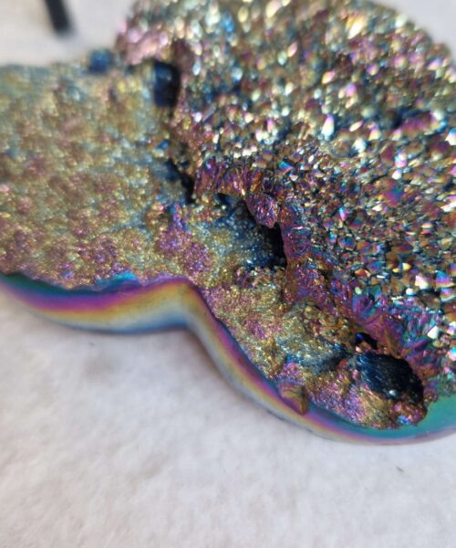 Rainbow Quartz Heart with Stand 48 Aura, Titanium, Cluster, Crystal, Gemstone 362g – H8.5xW9.5xD5cm - Image 8