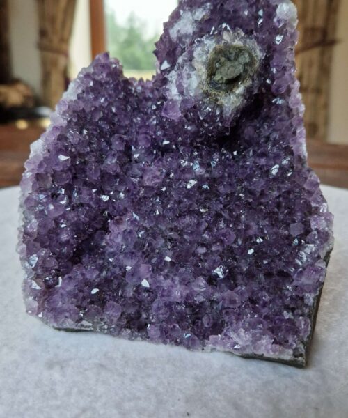 Premium High Grade Amethyst Druzy 348 Mini Geode Cluster Piece Cut Base 1.344g H15xW11xD10cm